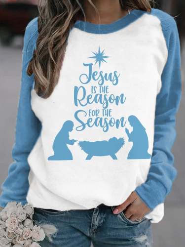Women‘s Jesus Is The Reason For The Season Christmas Print Casual Sweatshirt