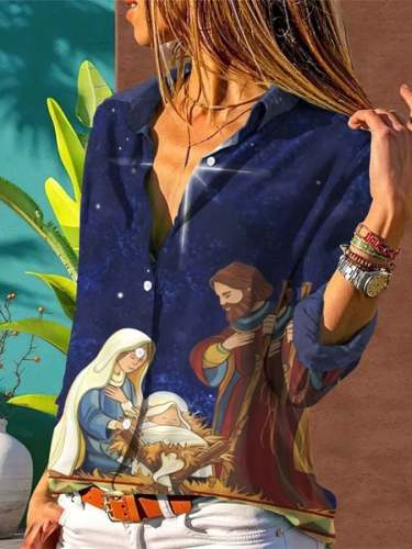 Women's Women'S Nativity Print Shirt