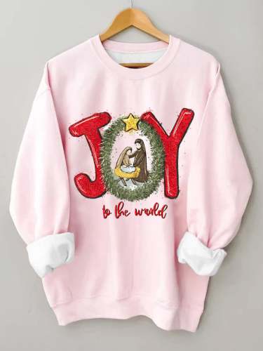 Women's Christmas Joy To The World Casual Sweatshirt
