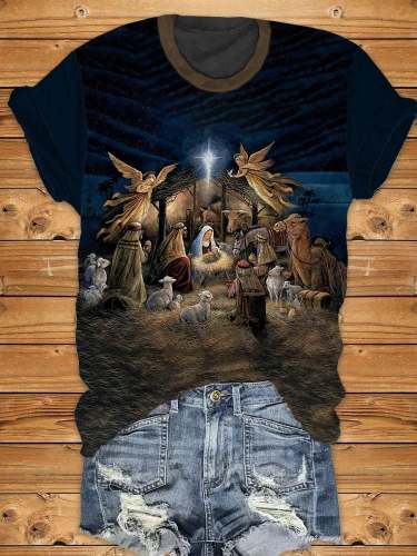 Women'S Nativity Print T-Shirt