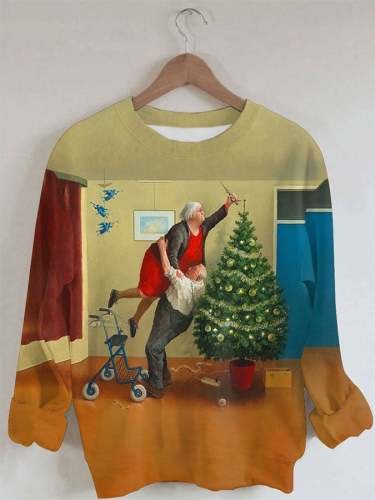 Funny Christmas Tree Print Sweatshirt
