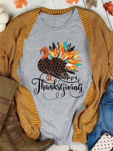 Casual Thanksgiving Print Top