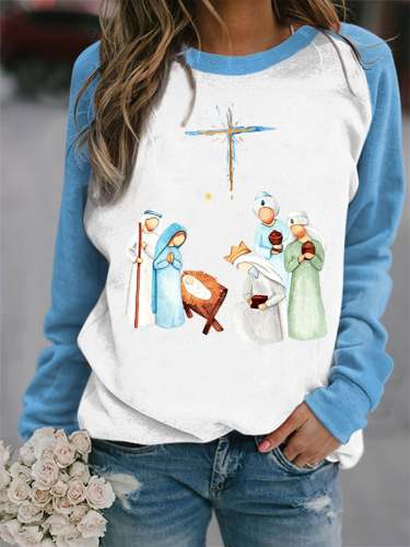 Women's True Story Christmas Jesus is the Reason for This Season Print Casual Sweatshirt
