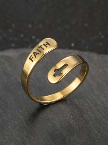Faith Cross Alloy Ring