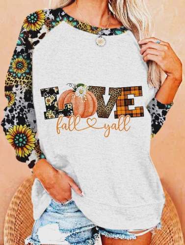 Women's Western LOVE LOVE FALL Y'ALL Printed Sweatshirt
