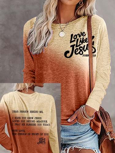 Women's Love Like Jesus Print Casual T-Shirt