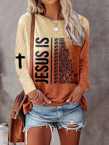 Women's Jesus Is My God Print Casual T-Shirt