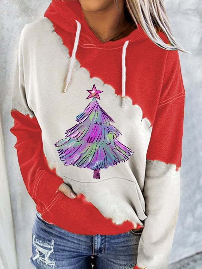 Women's Purple Christmas Tree Casual Hoodie