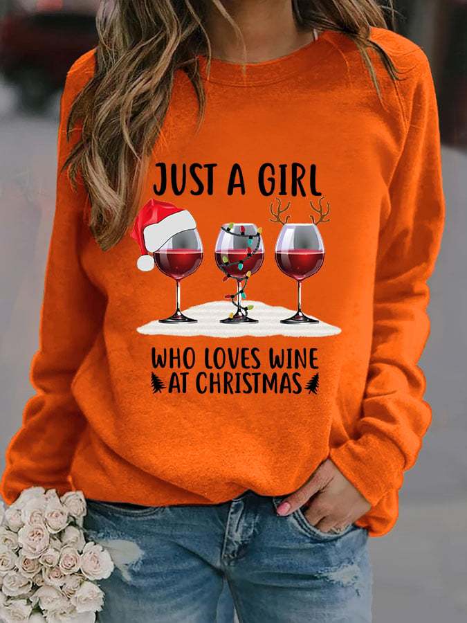 Fashionable Wine Glass Print Long Sleeve Sweatshirt