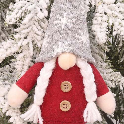 Christmas knitted hat faceless doll Rudolph pendant
