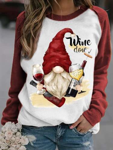 Christmas Gnome Print Sweatshirt