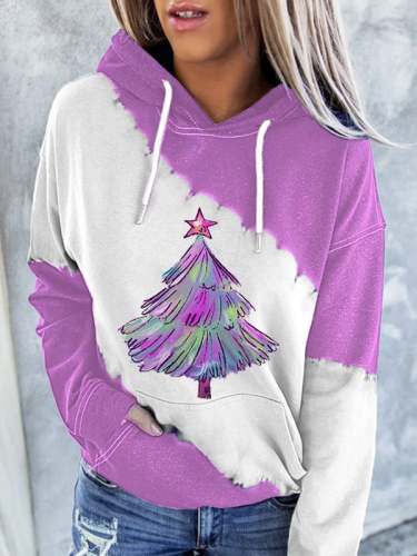 Women's Purple Christmas Tree Casual Hoodie