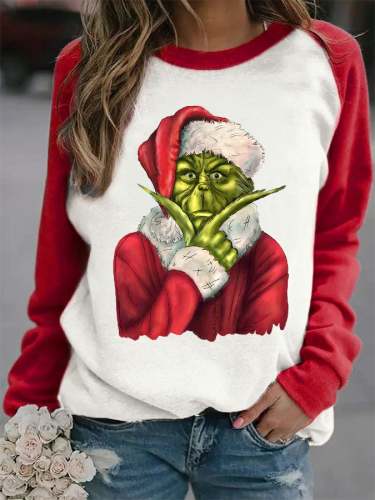 Women's Santa Grinch Print Sweatshirt