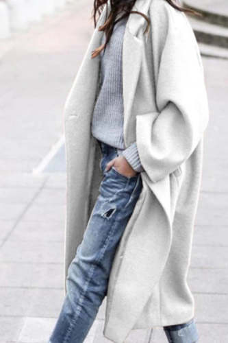 Rowangirl Fashion Chic Solid Loose Lapel Long Sleeve Long Coat