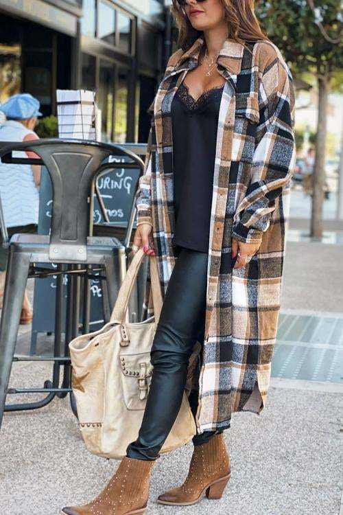 Rowangirl Candice Fashion Chic Lapel Lattice Long Sleeve Coat