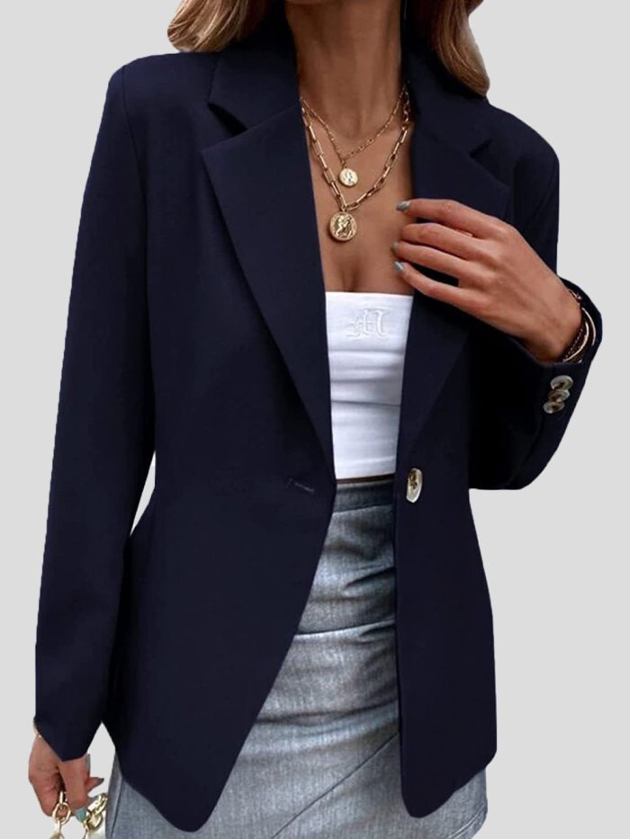 Women's Jacket Solid Lapel One Button Blazers Coat