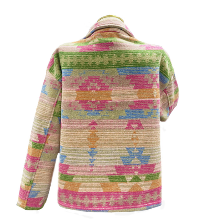 Women's Jacket Aztec Tribal Western Patttern Lapel Long Sleeve Oversize Loose Jacket Coat