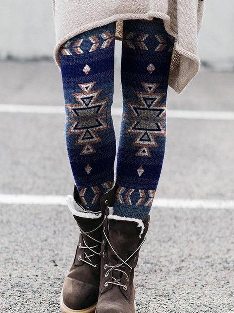 Aztec cotton-blend leggings
