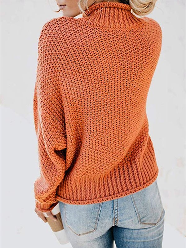 Solid Turtleneck Long Sleeve Pullover Sweater