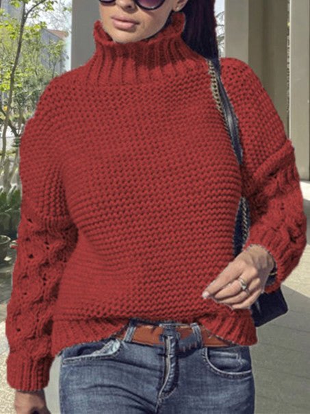 Solid Color Turtleneck Loose Twist Sweater