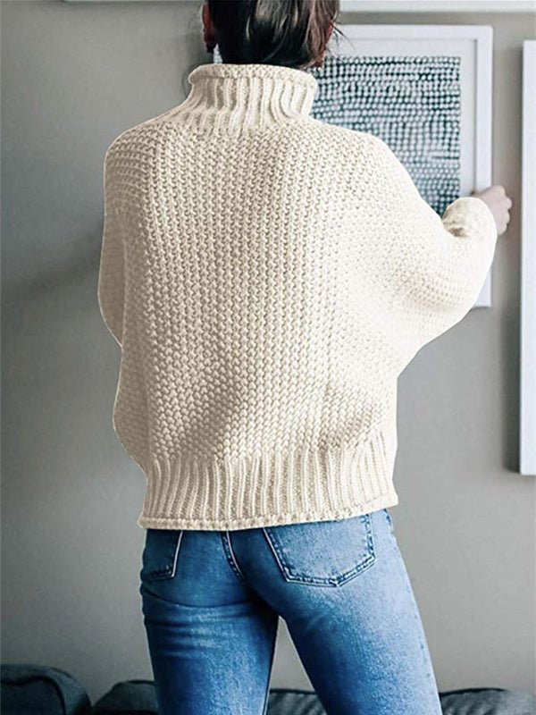 Solid Turtleneck Long Sleeve Pullover Sweater