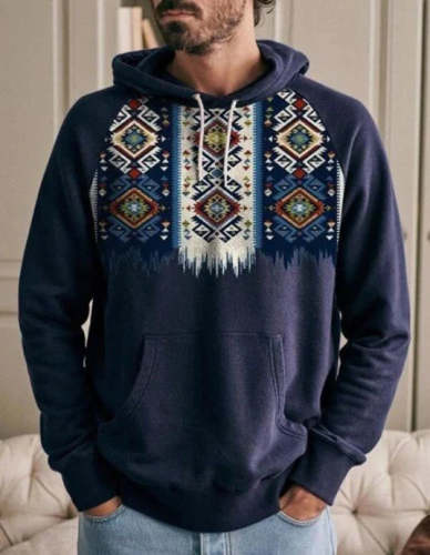 Men's western retro national style leisure Hoodie sweater