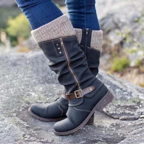 Vintage Knitted Stitching High Boots