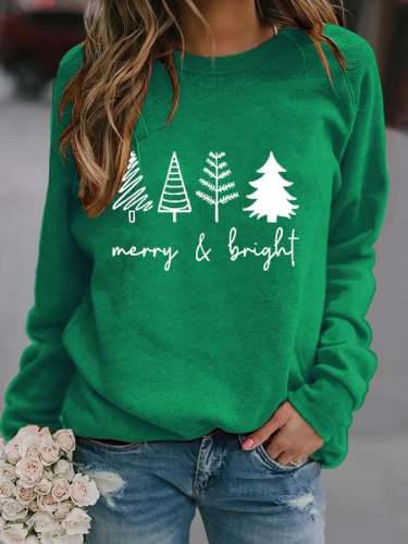 Merry And Bright Women's   Print Long Sleeve Sweatshirt