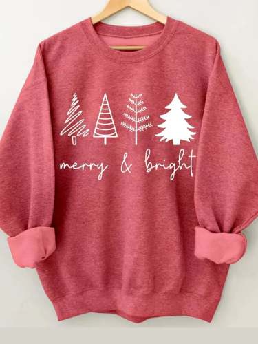 Merry And Bright Women's   Printed Long Sleeve Sweatshirt
