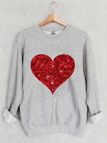 Women's Love Heart Print Sweatshirt
