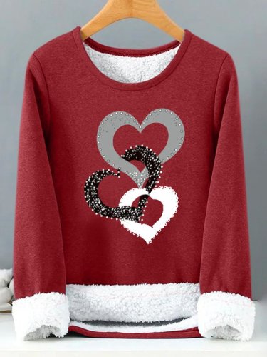 Women‘s Loose Crew Neck Simple Heart Love Sweatshirt