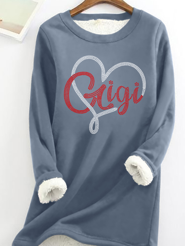 Women's Gigi Heart Crew Neck Warmth Fleece Sweatshirt