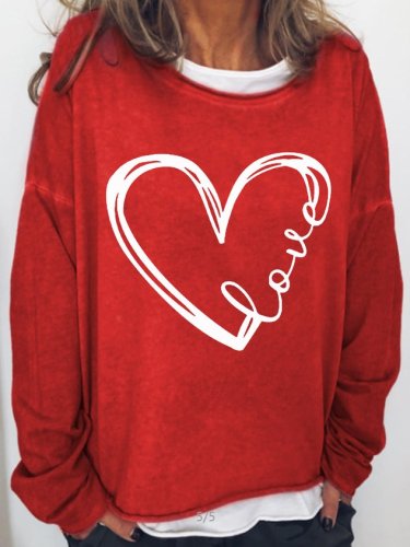 Women's Vintage Valentine Heart Casual Sweatshirt