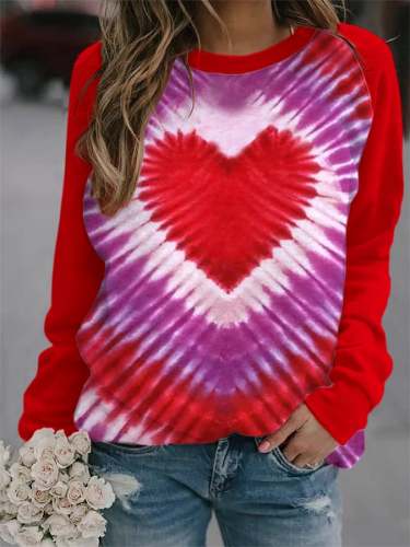 Women's Valentine's Day Tie Dye Hearts Sweatshirt