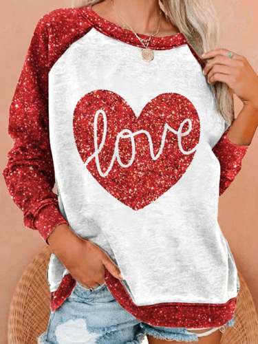 Women's Love Valentine's Day Heart Print Sweatshirt