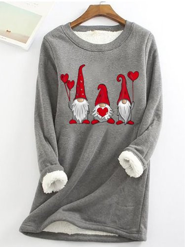 Women's Cute Gnomes Heart Valentines Simple Sweatshirt