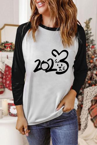 Women's 2023 Year of the Rabbit Letter Print Sweatshirt