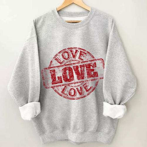 Women's Love Letter Print Round Neck Sweatshirt