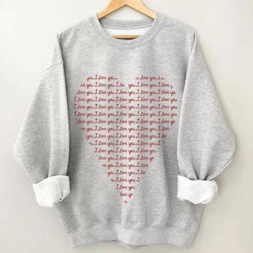 Women's Love Print Round Neck Sweatshirt