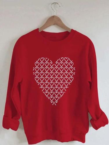 Women's Love Valentine's Day Printed Round Neck Sweatshirt