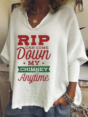 Women's Rip Can Come Down My Chimney Anytime  Print Sweatshirt