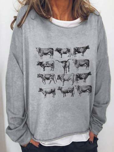 Women's Bull casual loose print sweater
