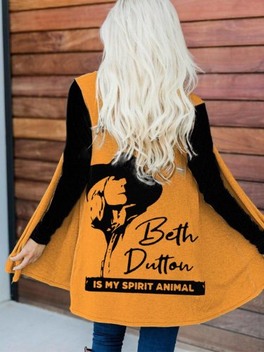 Women's Western Denim Beth Dutton Is My Spirit Animal Print Cardigan