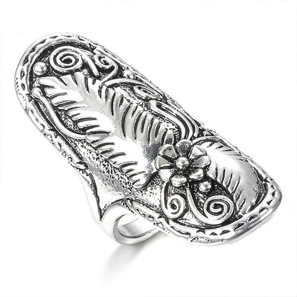 Vintage Feather Totem Silver Ring