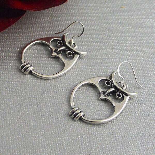 Sterling Silver Bohemian Owl Earrings