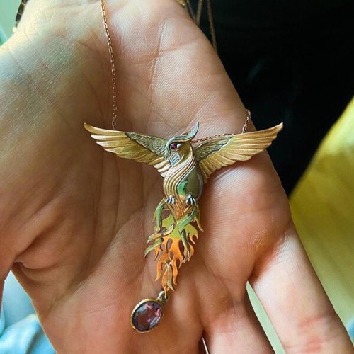 Phoenix Strength Crystal Pendant Necklace