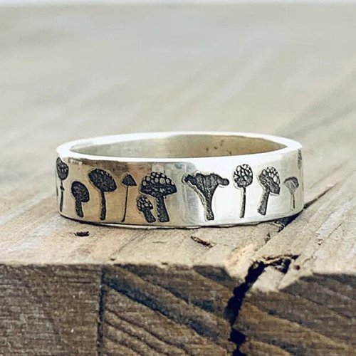 Sterling Silver Nature Forest Mushroom Ring
