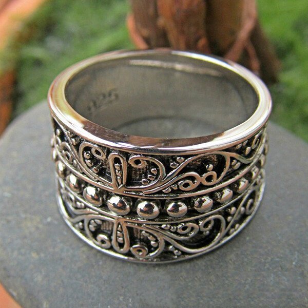 Bohemian Floral Swirl Silver Ring