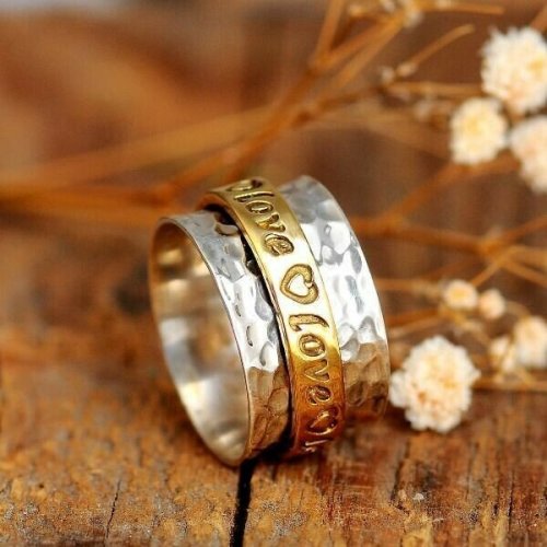🔥 Last Day Promotion 70% OFF🔥Silver Spinning Wide Band Heart Ring💖