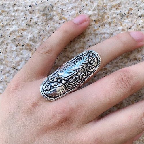 Vintage Feather Totem Silver Ring